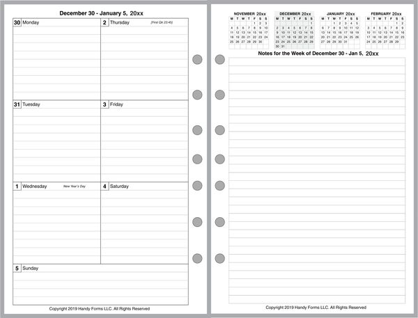 FCS Weekly Planner, 2 Pages per Week, 2 Pages per Month, with Lines (Style F)