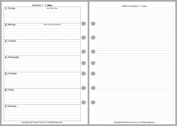 FCS Weekly Planner, 2 Pages per Week, 2 Pages per Month, Plus Notes Page (Style G)
