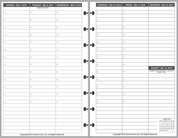 LVJ Weekly Planner, 2 Pages per Week Vertical, 2 Pages per Month, with  Lines, with Appt Times