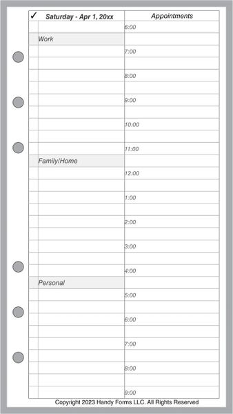 FPL Daily Planner, 1 Page per Day, 2 Pages per Month (Style AS)