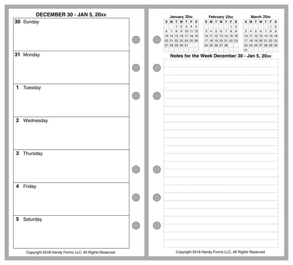 FCP Weekly Planner, 2 Pages per Week, 2 Pages per Month, No Lines (Style E)
