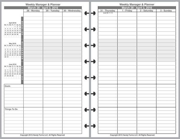 LVJ Weekly Planner and Manager, 2 Pages per Week, 2 Pages per Month, with Lines