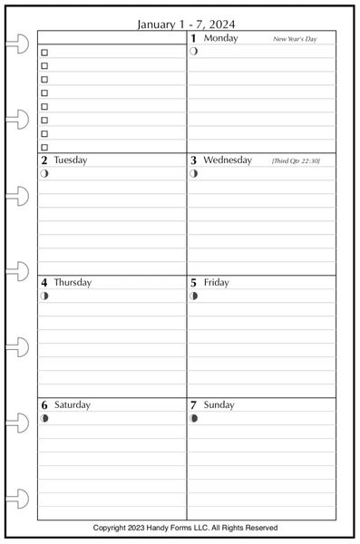 HPM Weekly Planner, 1 Page per Week, 2 Pages per Month, with Lines (Style D1)