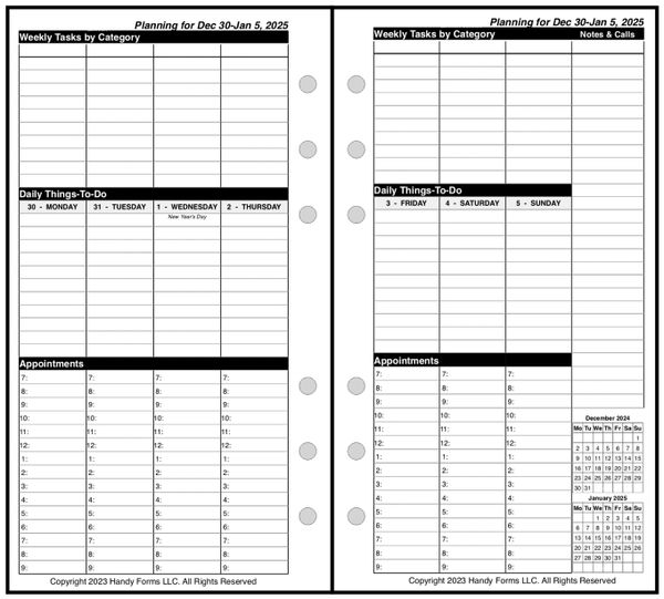 FPL Vertical Format Weekly With To-Do and Tasks / Monthly Planner