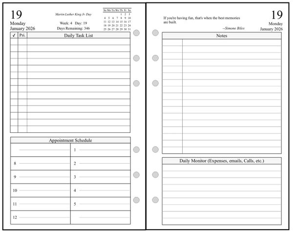 FCC Daily and Monthly Planner, 2 Pages per Day, 2 Pages per Month, Style K