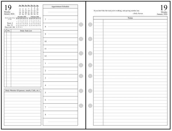 FCS Daily Planner, 2 Pages per Day, 6 Pages per Month, Style K1