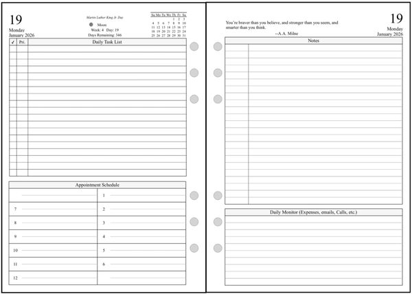 FA5 Daily Planner, 2 Pages per Day, 2 Pages per Month, Style K