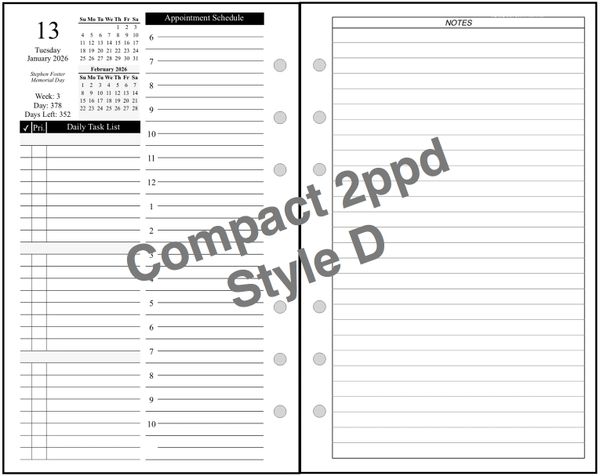 FCC Daily and Monthly Planner, 2 Pages per Day, 2 Pages per Month, Style D