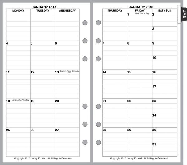 FPL Monthly Planner, 2 Pages per Month, 6 Columns, with Lines