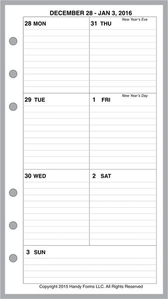 FPL Weekly Planner, 1 Page per Week, 2 Pages per Month, with Lines (Style C)