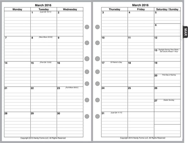 FCS Monthly Planner, 2 Pages per Month, 6-Columns, with Lines
