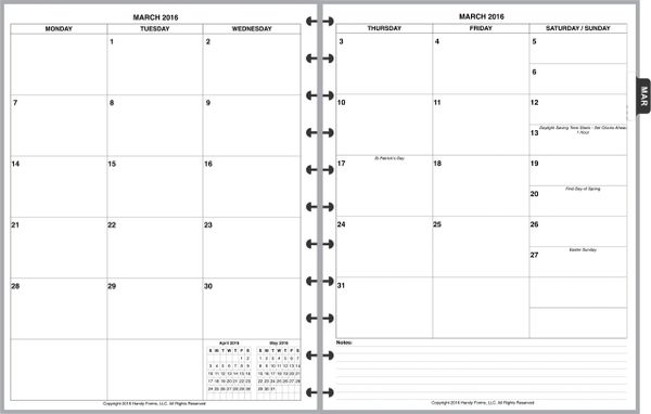 LVL Monthly Planner, 2 Pages per Month, 6-Columns, No Lines