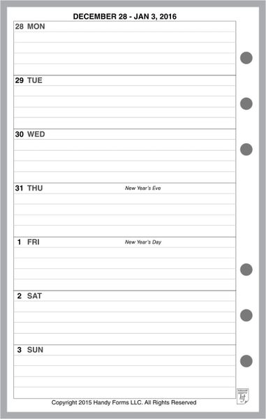 FCC Weekly Planner, 1 Page per Week, 2 Pages per Month, with Lines (Style A)