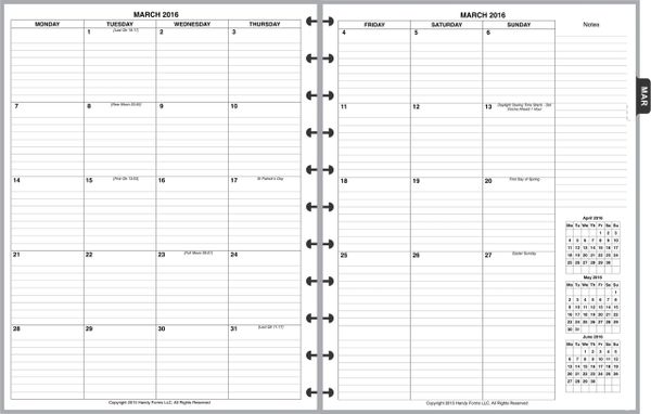 LVL Monthly Planner, 2 Pages per Month, 8-Columns, with Lines