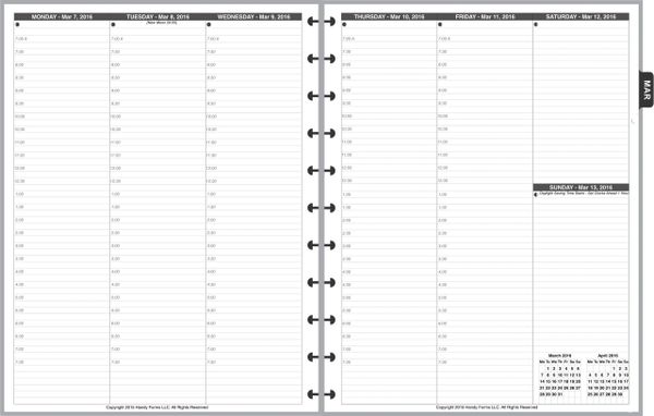 LVL Weekly Planner, 2 Pages per Week Vertical, 2 Pages per Month, with Lines, with Appt Times