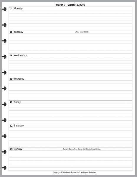 LVL Weekly Planner, 1 Page per Week, 2 Pages per Month, with Lines (Style A)