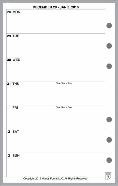 FCC Weekly Planner, 1 Page per Week, 2 Pages per Month, No Lines (Style A)