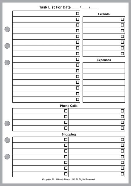 TO DO A5/PERSONAL Gold Edge/white Task Lists Planner Inserts 