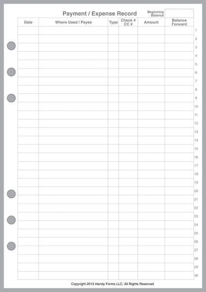 A5 Payment / Expense Record and Check Register