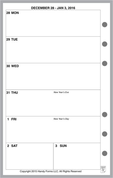 FCC Weekly Planner, 1 Page per Week, 2 Pages per Month, No Lines (Style B)