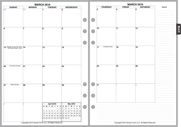 A5 Monthly Planner, 2 Pages per Month, 7-Columns, No Lines