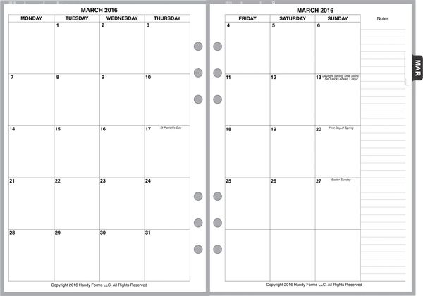 A5 Monthly Planner, 2 Pages per Month, 8-Columns, No Lines