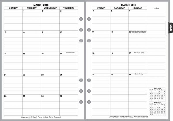A5 Monthly Planner, 2 Pages per Month, 8-Columns, with Lines