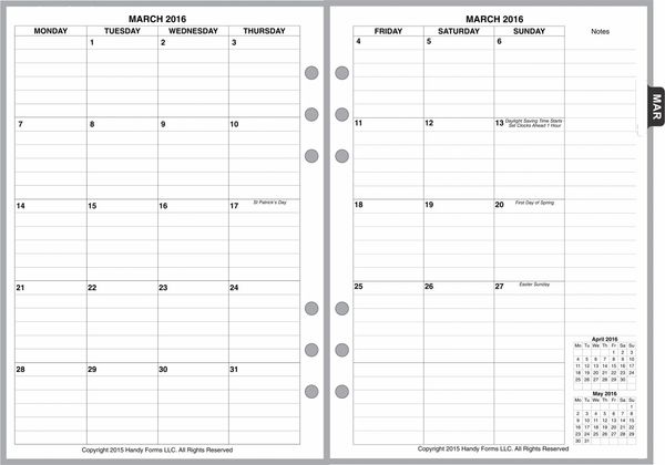 A5 Daily Planner, 2 Pages per Day, 5 Pages per Month (Style A