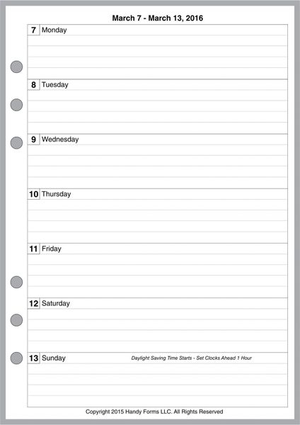 A5 Weekly Planner, 1 Page per Week, 2 Pages per Month, with Lines (Style A)