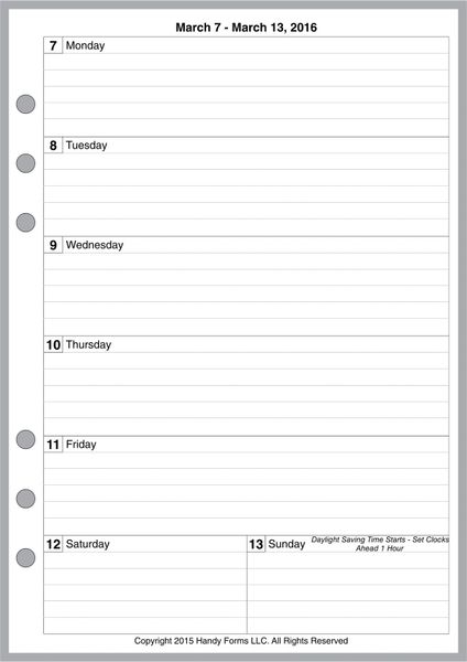 Circa Sunday Start Weekly Agenda Refill, Vertical - Junior Size / 2024 - by Levenger