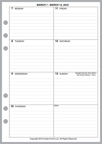 A5 Weekly Planner, 2 Pages per Week, 2 Pages per Month, with Lines. Style  G1.