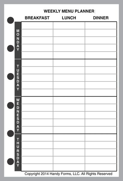 FPK Daily and Weekly Menu Planner