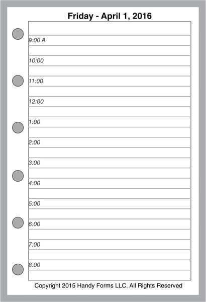 FPK Daily Planner, 1 Page per Day, 2 Pages per Month (Style A)