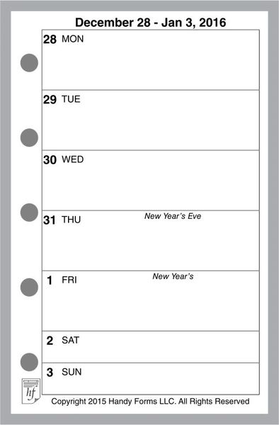 FMI Weekly Planner, 1 Page per Week, 2 Pages per Month, No Lines (Style H)