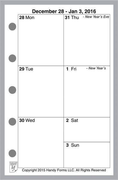 FMI Weekly Planner, 1 Page per Week, 2 Pages per Month, No Lines (Style V)