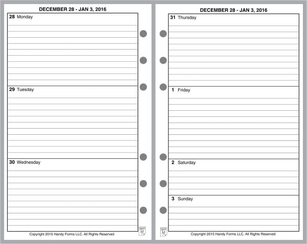 FCC Weekly Planner, 2 Pages per Week, 2 Pages per Month, with Lines, No Appt Times, Style B