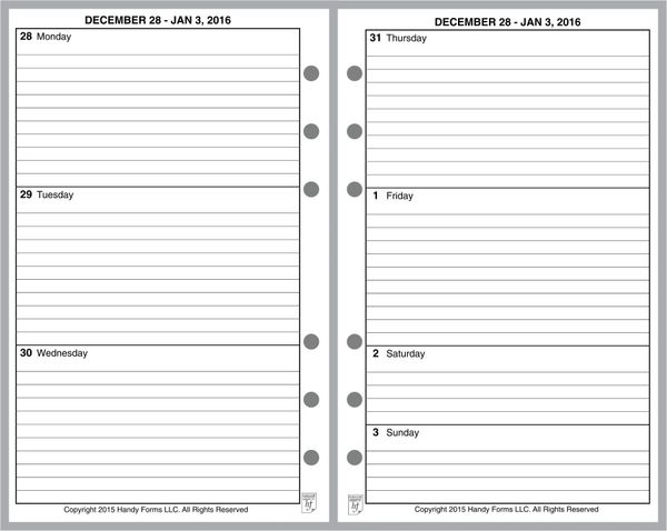 FCC Weekly Planner, 2 Pages per Week, 2 Pages per Month, No Lines