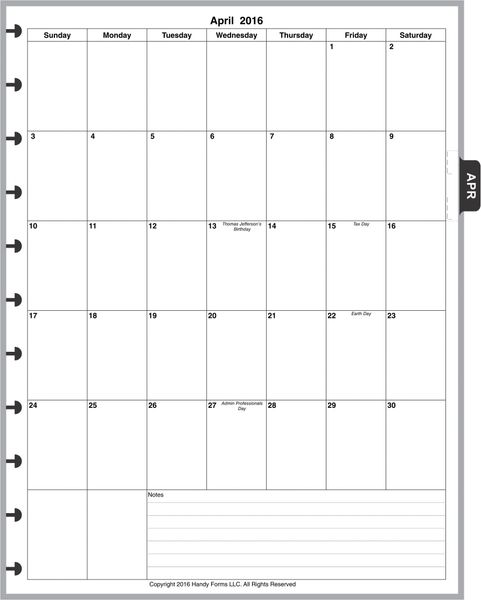 LVL Monthly Planner, 1 Page per Month, 7 Columns, Vertical, No Lines ...