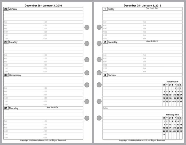 FCS Weekly Planner, 2 Pages per Week, 2 Pages per Month, with Lines, with Appt Times