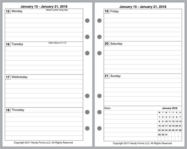 A5 Weekly Planner, 1 Page per Week, 2 Pages per Month, with Lines