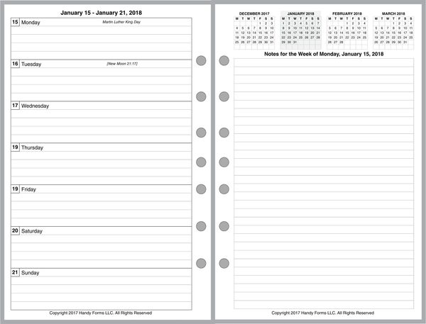 FCS Weekly Planner, 2 Pages per Week, 2 Pages per Month, Plus Notes Page (Style E)