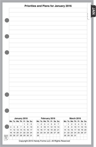 FCC Monthly Planner, 4 Pages per Month, With Lines