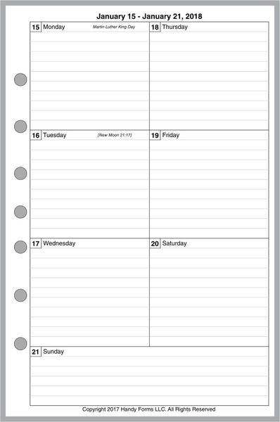 FCS Weekly Planner, 1 Page per Week, 2 Pages per Month, with Lines (Style C)
