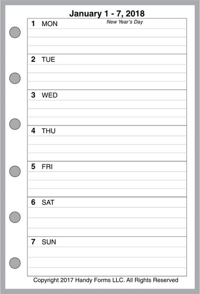 FPK Weekly Planner, 1 Page per Week, 2 Pages per Month, with Lines (Style A)