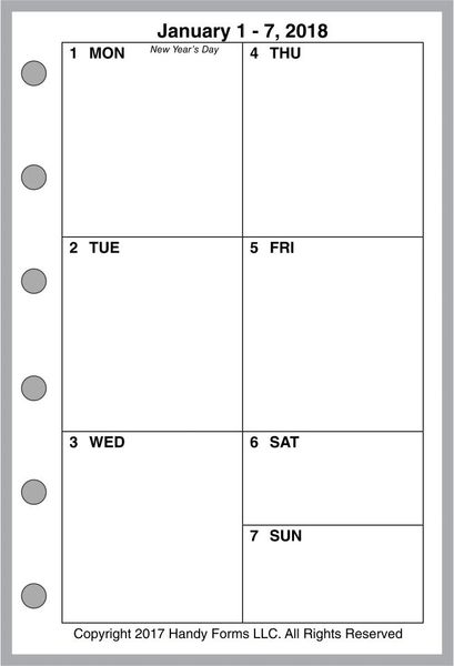 FPK Weekly Planner, 1 Page per Week, 2 Pages per Month, No Lines (Style B)