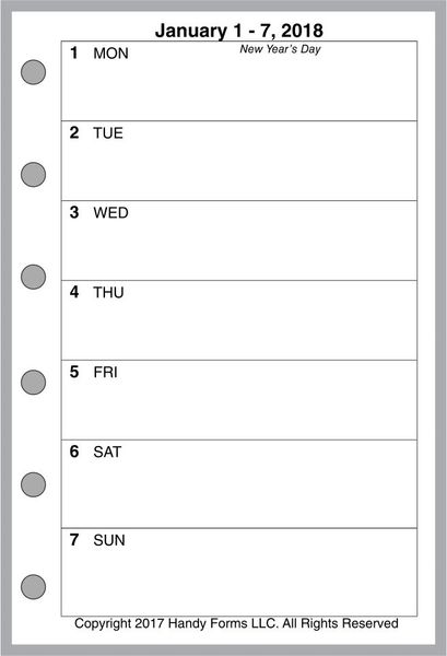 FPK Weekly Planner, 1 Page per Week, 2 Pages per Month, No Lines (Style A)