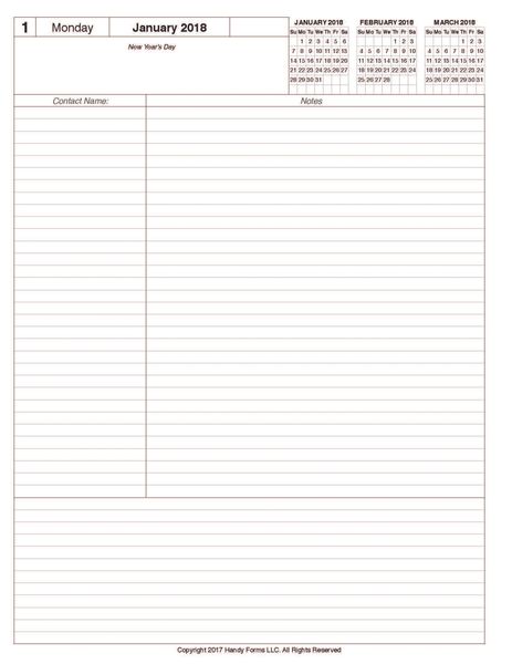Full Letter Size Daily Planner, Custom Format