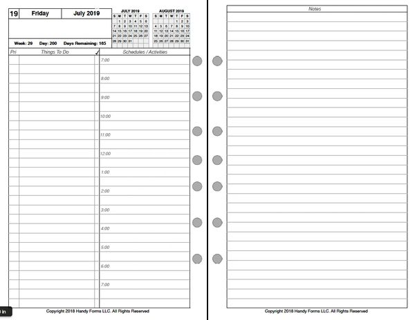 Day on 2 Pages, A6 Printable Insert, A6 Daily Planner Inserts