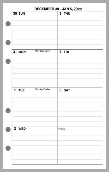 FCC Weekly Planner, 1 Page per Week, 2 Pages per Month, with Lines (Style D)