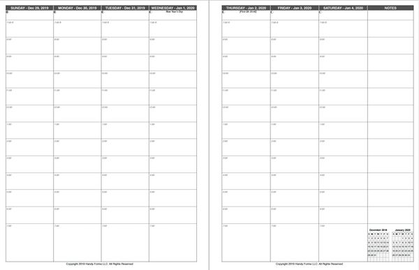 LVL Weekly Planner, 2 Pages per Week Vertical, 2 Pages per Month, with Appt Times, With or Without Lines